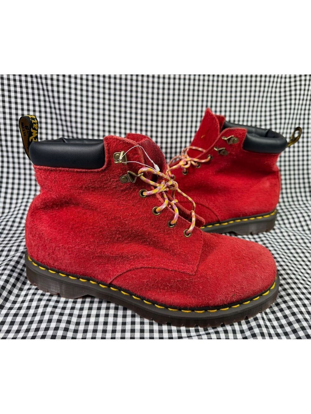 Dr Martens 939 Ben Boots Mens 13 Red Suede Hiking Lace Up Lug Sole Padded